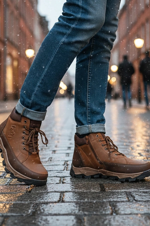 Brązowe trapery męskie ocieplane Elias