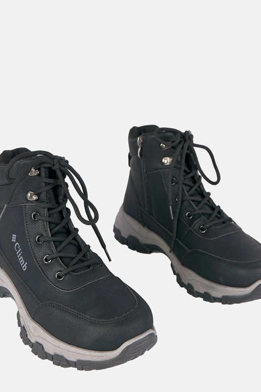 Czarne trapery męskie ocieplane na...