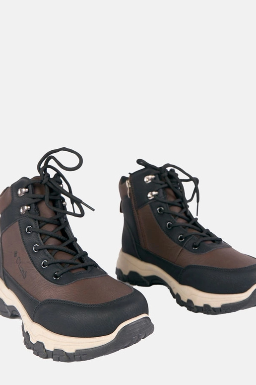 Brązowe trapery męskie ocieplane na...