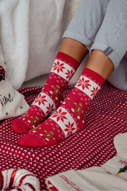Women's Christmas Socks Gingerbread Red