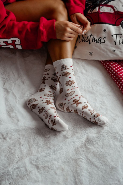 Women's Christmas Cotton Ecru Socks