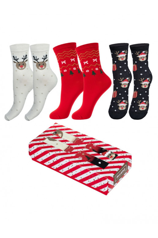 Christmas Ladies Socks Set In Box 3 Pairs