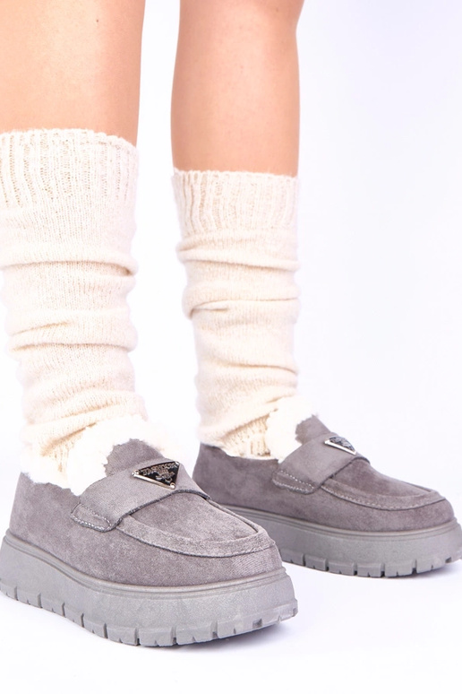 Szare mokasyny na platformie...