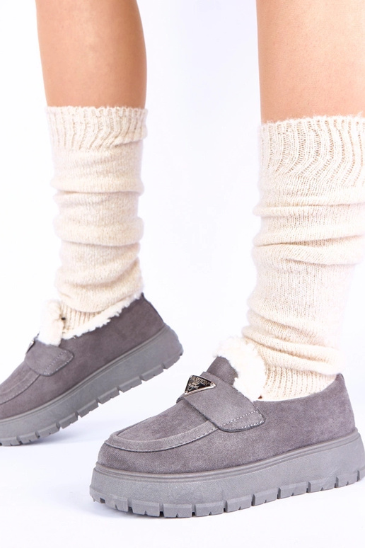 Szare mokasyny na platformie...