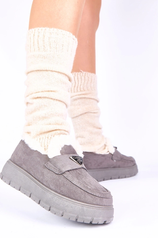 Szare mokasyny na platformie...