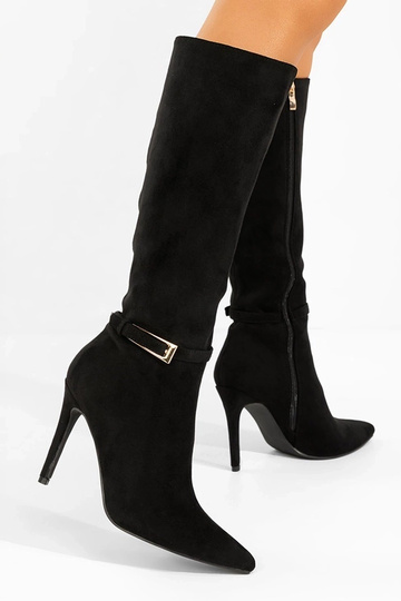 Czarne kozaki na szpilce z...