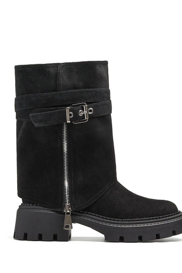 Czarne botki z odpinaną...
