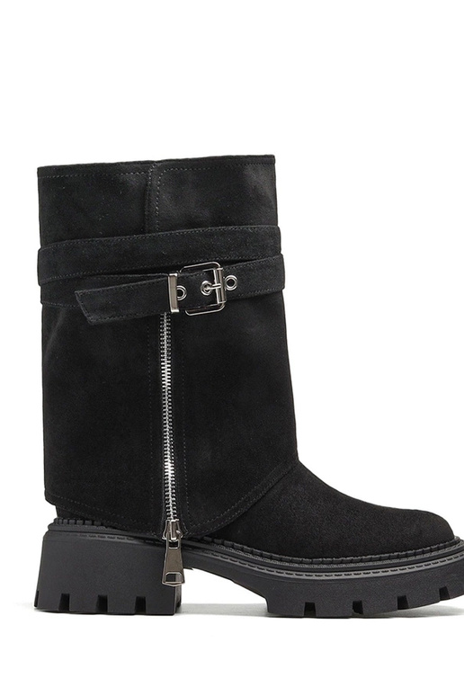 Czarne botki z odpinaną cholewką z...