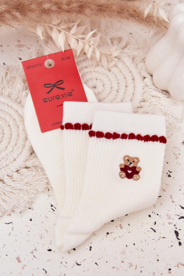 Women's Christmas Socks With Bear White 2