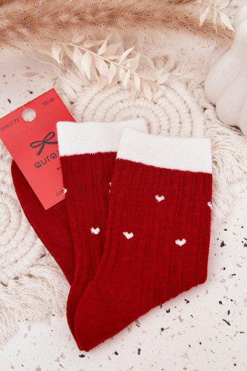 Women's Christmas Socks With Red Hearts 2