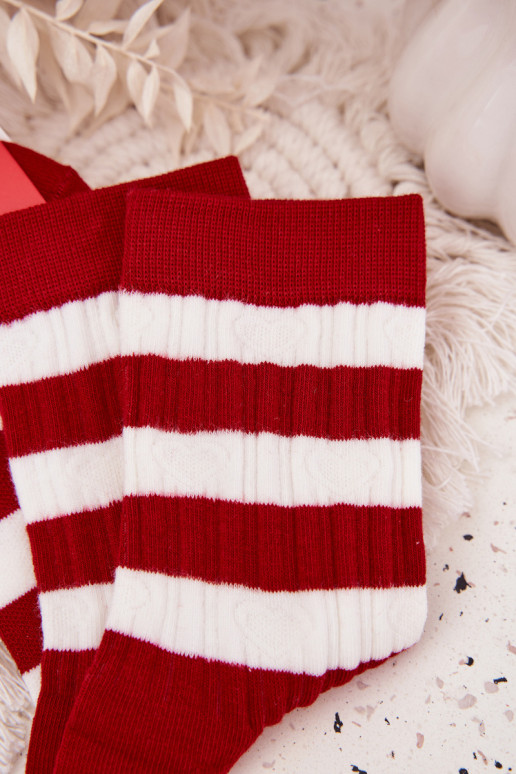 Women's Christmas Socks In Stripes Red-White