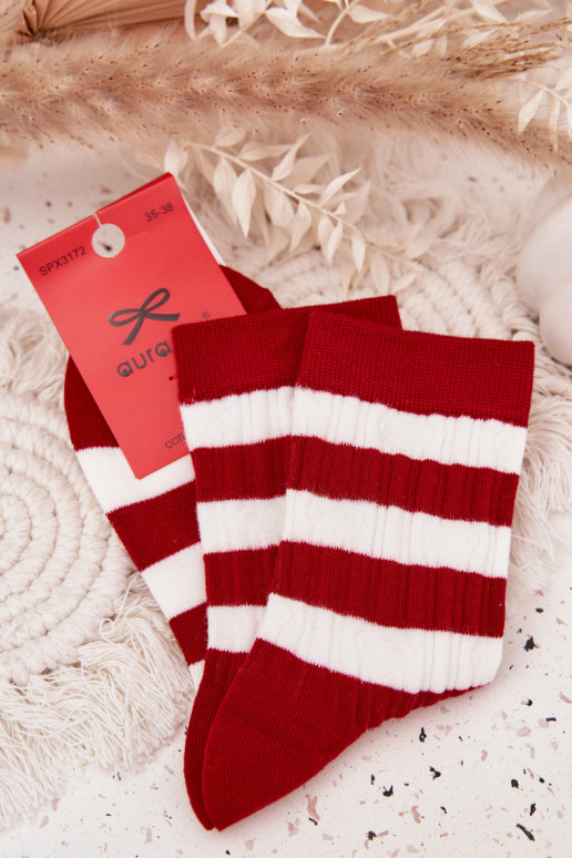 Women's Christmas Socks In Stripes Red-White