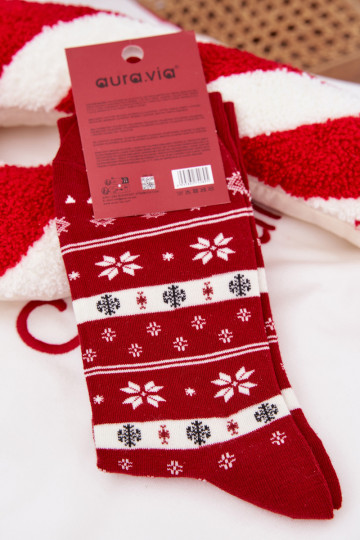 Men's Christmas Socks Fox in Sweater Red 2