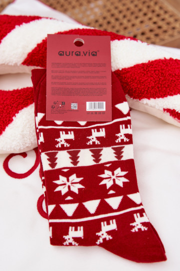 Men's Christmas Patterned Socks With Reindeer Red 2