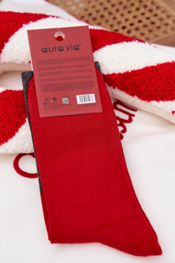 Men's Christmas Socks With Text And Smiling Santa Dark Gray 2