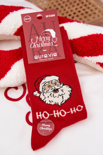 Men's Christmas Socks Laughing Santa Red