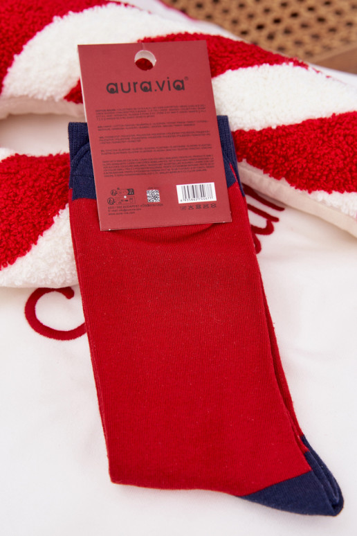 Men's Christmas Socks Santa Claus in Glasses Red-Blue