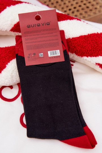 Men's Christmas Socks With Text And Smiling Santa Black 2