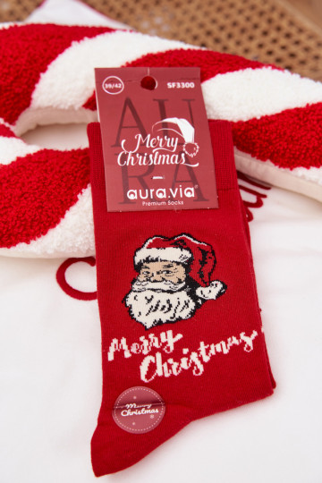 Men's Christmas Socks With Santa Claus Merry Christmas Red