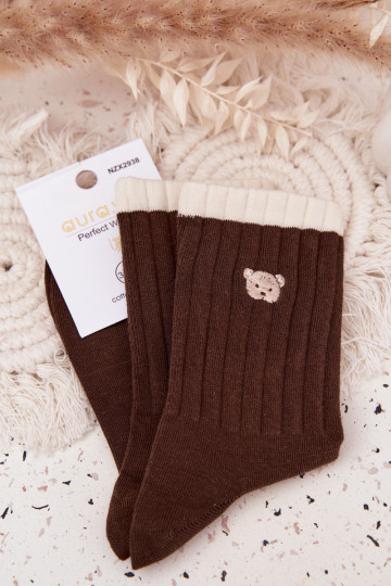 Women's Cotton Socks With Small Chocolate Bear 2