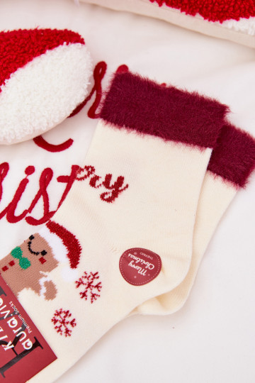 Christmas Children's Socks Ginger and Furry Wool Alpaca Ecru