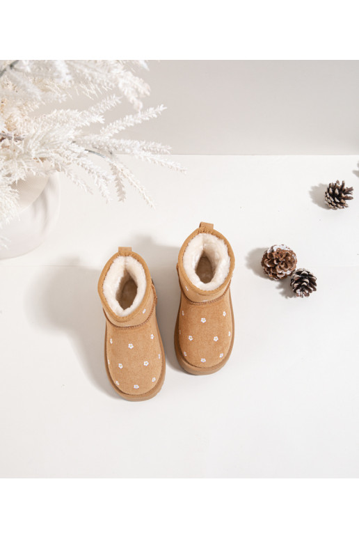 Children's snow boots decorated with flowers Camel Gracina