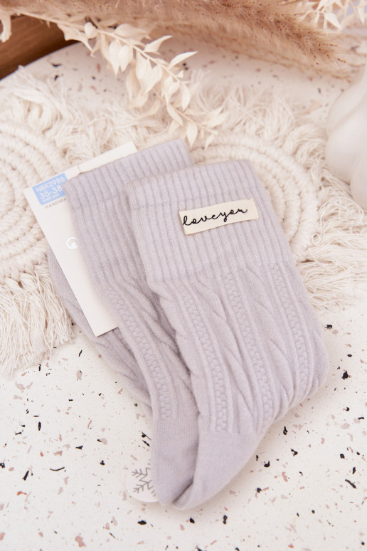 Warm Women's Socks With Wool Jasnoszare