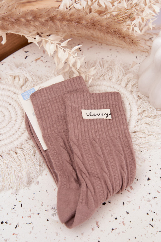 Warm Women's Socks with Wool Brown