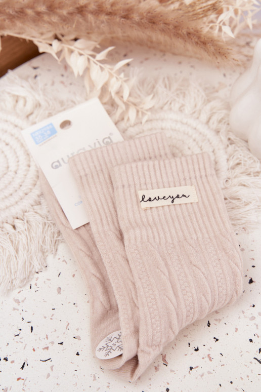 Warm Women's Socks With Wool Beige