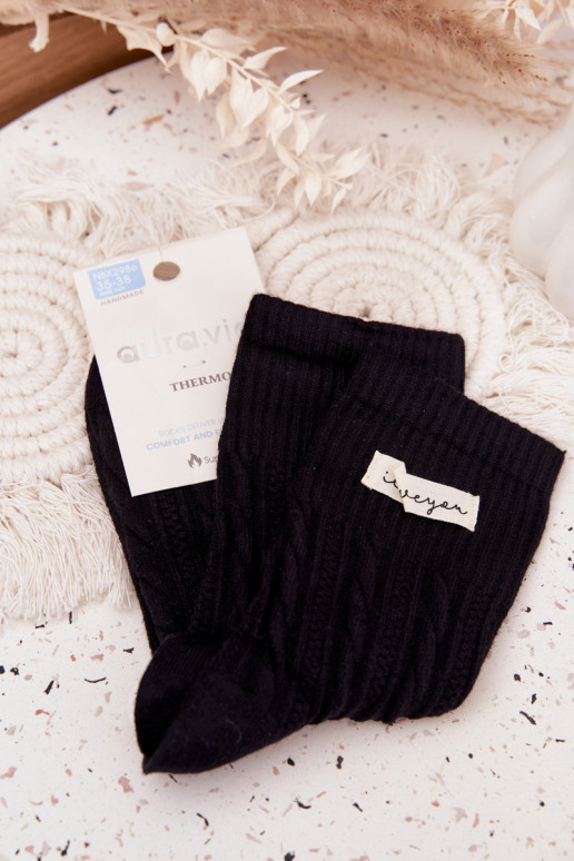 Warm Women's Socks with Wool Black