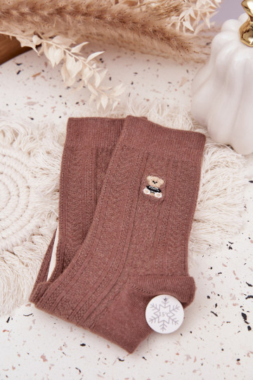 Warm Women's Socks With Wool Bear Brown