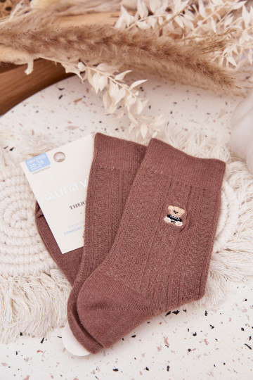 Warm Women's Socks With Wool Bear Brown 2