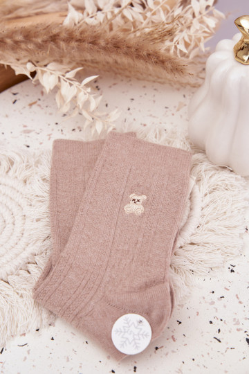 Warm Women's Socks with Wool Bear Beige