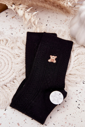 Ciepłe Skarpetki DamskiewithWełną Miś Czarne