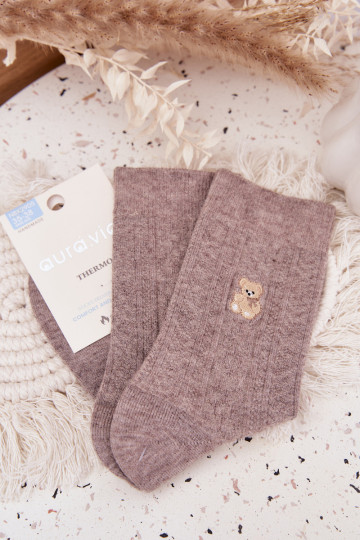 Warm Women's Socks With Wool Bear Darkbeige 2