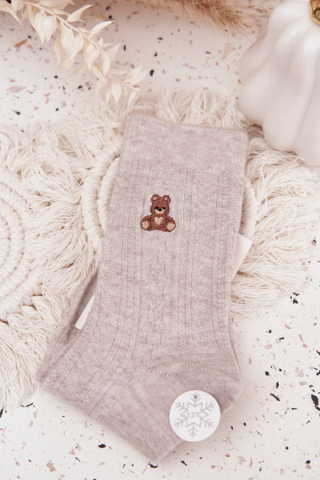 Warm Women's Socks With Wool Bear Grey