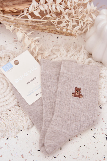 Warm Women's Socks With Wool Bear Grey 2