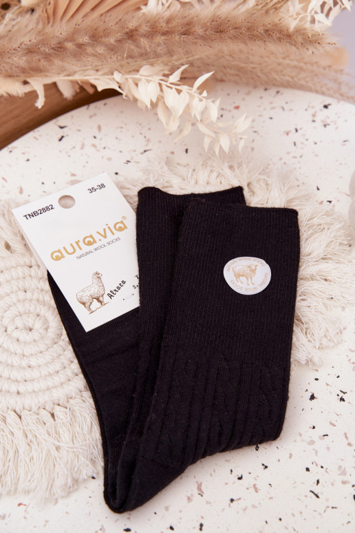 Long Women's Socks With Wool Black