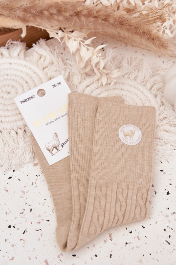 Long Woolen Women's Socks Beige 2