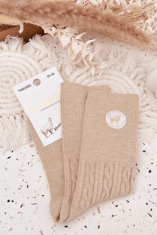 Long Woolen Women's Socks Beige