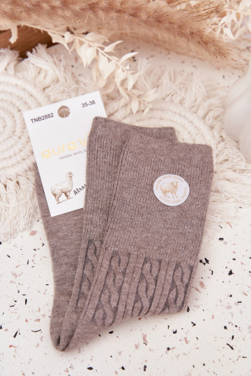 Long Woolen Women's Socks Gray 2