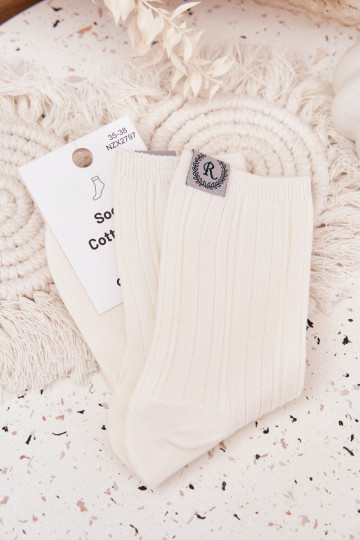 Cotton Socks Striped Women Ecru 2