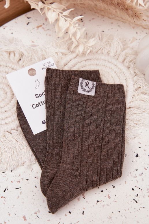 Cotton striped women's socks dark gray