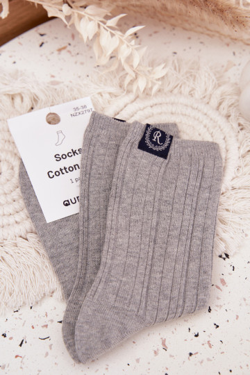 Cotton Socks Striped Ladies Light Gray 2