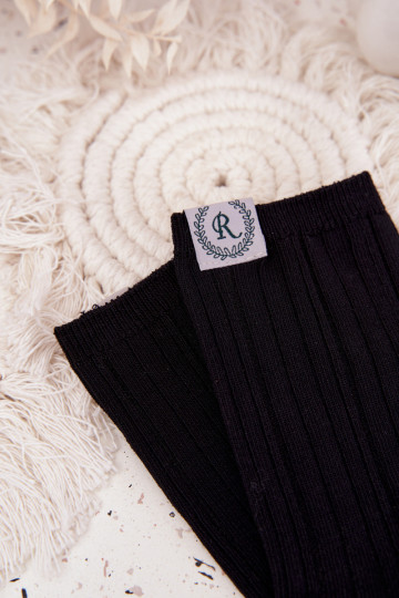 Cotton striped women's black socks