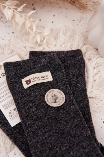 Warm Woolen Women's Socks With Patch Dark Gray