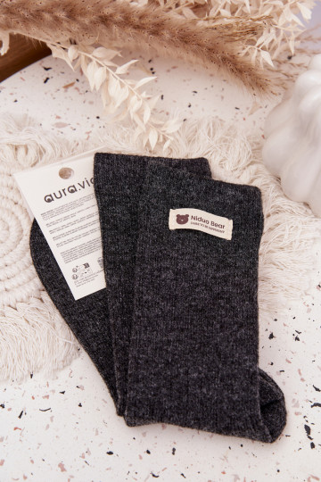 Warm Woolen Women's Socks With Patch Dark Gray 2