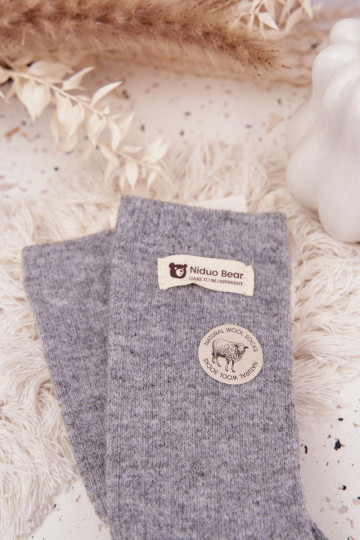 Ciepłe Wełniane Skarpetki DamskiewithNaszywką Szare