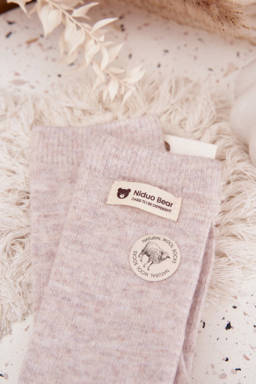 Warm Woolen Women's Socks With Patch Beige