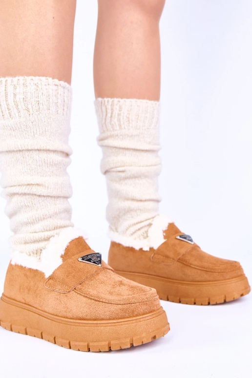 Brązowe mokasyny na platformie...